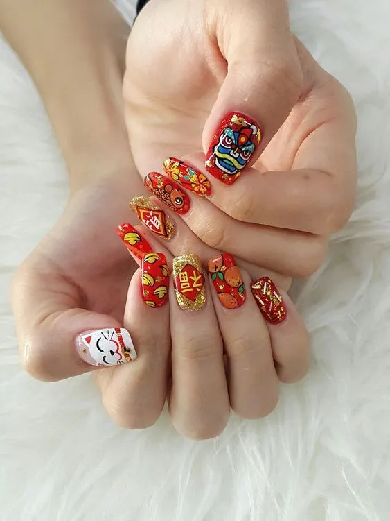 ลายเล็บตรุษจีน เล็บเจล-1