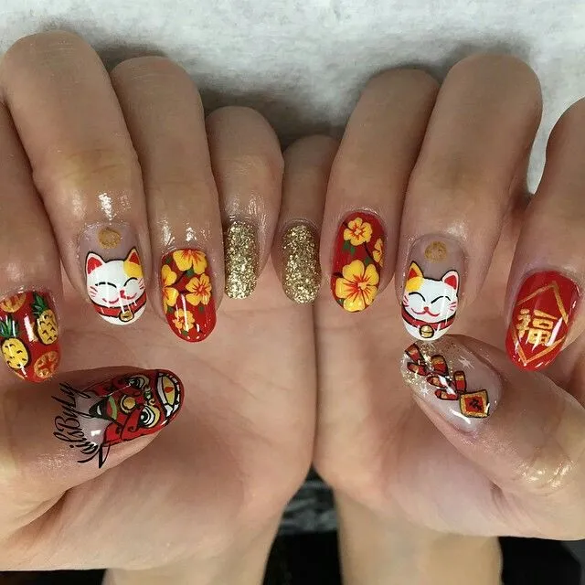 ลายเล็บตรุษจีน เล็บเจล-2
