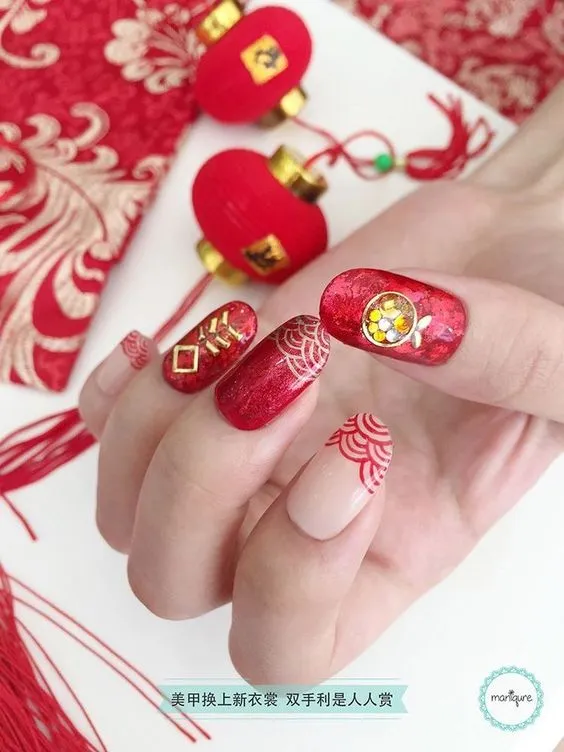 ลายเล็บตรุษจีน เล็บเจล-8